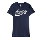 Hotest Coca Cola Retro White Enjoy Logo Premium Graphic Women's T-Shirt Navy