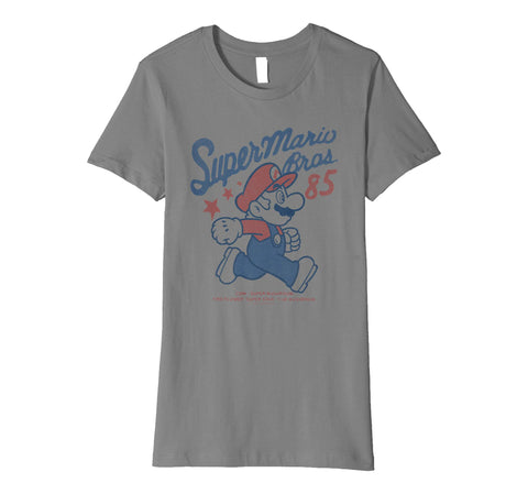 Cute Nintendo Super Mario Bros '85 Vintage Stars Premium Women's T-Shirt Slate