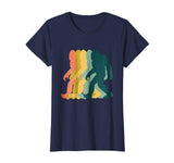 Wonderful Vintage Retro 1970s Style Rainbow Bigfoot Silhouette Women's T-Shirt Navy