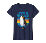 Hot Star Wars Last Jedi Porg Retro Stripes Logo Graphic Women's T-Shirt Navy