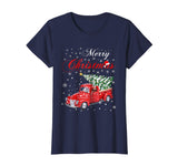 Hotest Red Truck Merry Christmas Tree Vintage Red Pickup Truck Tee Women's T-Shirt Navy