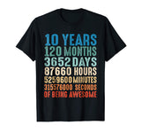 Wonderful 10 Years Old 10th Birthday Vintage Retro 120 Months Men's T-Shirt Black