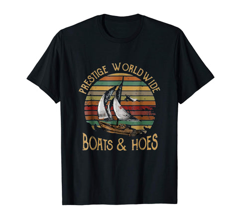 Beautiful Prestige Worldwide Boats And Hoes Sunset Vintage Tee Men's T-Shirt Black