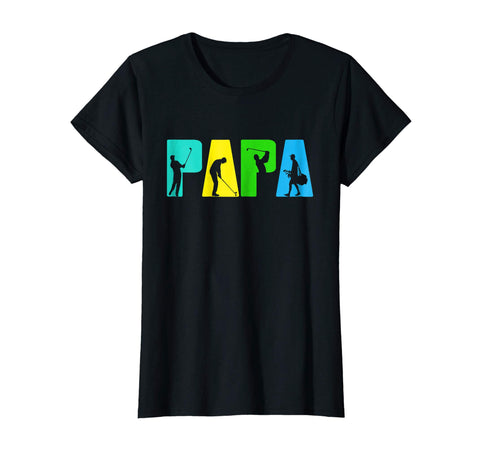 Beautiful Retro Golfing Papa . Golf Gifts For Fathers Day Women's T-Shirt Black