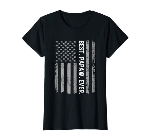 Cute Best Papaw Ever Vintage American Flag Women's T-Shirt Black