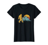 Great Retro Bigfoot Silhouette Mountain Sun Believe! Women's T-Shirt Black