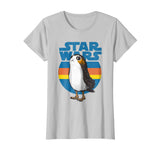 Hot Star Wars Last Jedi Porg Retro Stripes Logo Graphic Women's T-Shirt Silver