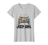 Hot Vintage Flower Jeep Girl Summer Funny Birthday Gift Women's T-Shirt Silver