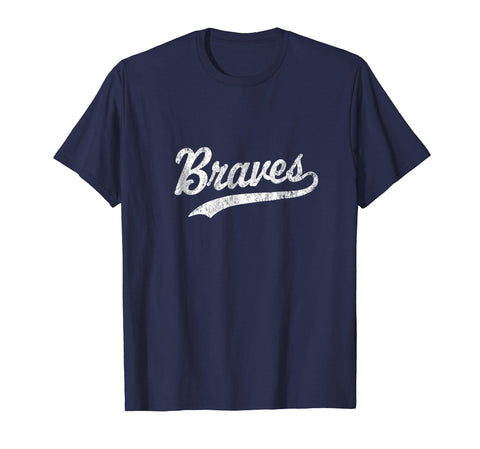 Funny Braves Mascot Vintage Sports Name Tee Design Men's T-Shirt Navy