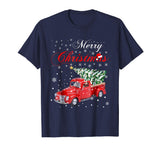 Hotest Red Truck Merry Christmas Tree Vintage Red Pickup Truck Tee Men's T-Shirt Navy