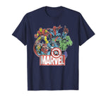 Beautiful Marvel Avengers Team Retro Comic Vintage Graphic Men's T-Shirt Navy