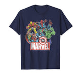 Beautiful Marvel Avengers Team Retro Comic Vintage Graphic Men's T-Shirt Navy