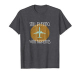 Funny Still Playing With Airplanes Pilo Vintage Graphic Tee Men's T-Shirt Dark Heather