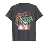 Beautiful Marvel Avengers Team Retro Comic Vintage Graphic Men's T-Shirt Dark Heather