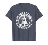 Beautiful Peace Love Rock And Roll Guitar Retro Hippie Men's T-Shirt Heather Blue