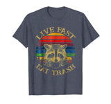 Hot Live Fast Eat Trash Racoon Animal Retro Vintage Men's T-Shirt Heather Blue