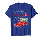 Hotest Red Truck Merry Christmas Tree Vintage Red Pickup Truck Tee Men's T-Shirt Royal Blue