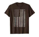 Wonderful Vintage Drum Drummer Usa American Flag Tee Gift Men's T-Shirt Brown