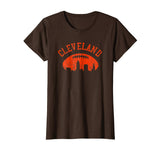 Great Downtown Cleveland City Skyline Football Vintage Fan Women's T-Shirt Brown