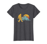 Great Retro Bigfoot Silhouette Mountain Sun Believe! Women's T-Shirt Dark Heather
