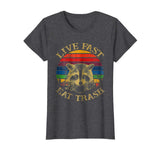 Hot Live Fast Eat Trash Racoon Animal Retro Vintage Women's T-Shirt Dark Heather