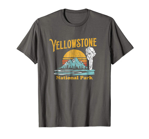 Beautiful Vintage Yellowstone National Park Retro Men's T-Shirt Asphalt