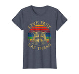 Hot Live Fast Eat Trash Racoon Animal Retro Vintage Women's T-Shirt Heather Blue