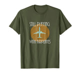 Funny Still Playing With Airplanes Pilo Vintage Graphic Tee Men's T-Shirt Olive