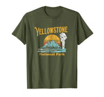 Beautiful Vintage Yellowstone National Park Retro Men's T-Shirt Olive