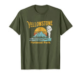 Beautiful Vintage Yellowstone National Park Retro Men's T-Shirt Olive