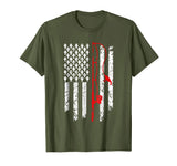 Hot Vintage Fishing Clothes American Flag Bass Fishing Men's T-Shirt Olive