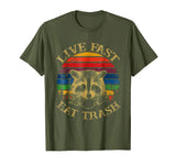 Hot Live Fast Eat Trash Racoon Animal Retro Vintage Men's T-Shirt Olive