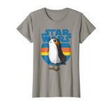 Hot Star Wars Last Jedi Porg Retro Stripes Logo Graphic Women's T-Shirt Slate