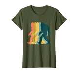Wonderful Vintage Retro 1970s Style Rainbow Bigfoot Silhouette Women's T-Shirt Olive