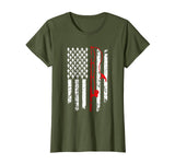 Hot Vintage Fishing Clothes American Flag Bass Fishing Women's T-Shirt Olive