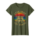 Hot Live Fast Eat Trash Racoon Animal Retro Vintage Women's T-Shirt Olive