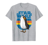 Hot Star Wars Last Jedi Porg Retro Stripes Logo Graphic Men's T-Shirt Heather Grey