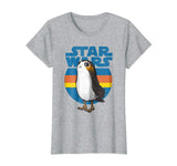 Hot Star Wars Last Jedi Porg Retro Stripes Logo Graphic Women's T-Shirt Heather Grey